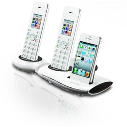 ClearSounds iCreation DECT 6.0 Bluetooth Phone with iPhone Dock with Two Handsets, White