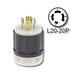 Leviton 20 Amp 3 Phase  Locking Plug - Industrial Grade 347/600 Volt (Non-Grounding)