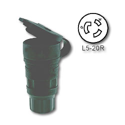 Leviton 20 Amp Black Wetguard Locking Connector with Cover - Industrial Grade 125 Volt (Grounding)