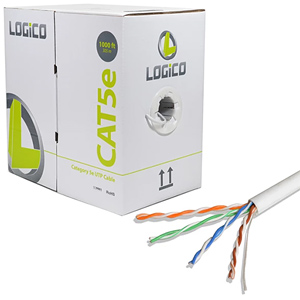 LOGiCO CAT5e 1000FT UTP Cable Solid 24AWG LAN Cable White