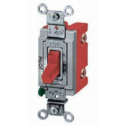 Hubbell Extra Heavy Duty Industrial Series 20A 120V 3-Way Pilot Light AC Switch, Red