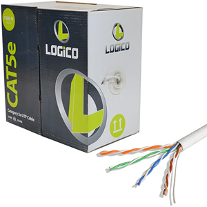 LOGiCO Cat5e UTP 1000ft Bulk Ethernet Network Cable 24AWG 350Mhz Pure Copper Riser White