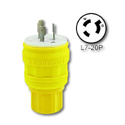 Leviton 20 Amp Wetguard Locking Plug  - Industrial Grade 277 Volt (Grounding)