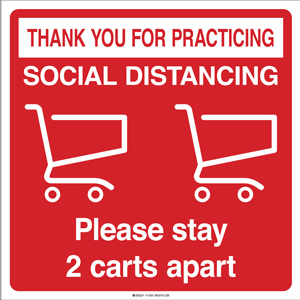 BRADY Please Stay 2 Carts Apart Social Distancing Floor Decal