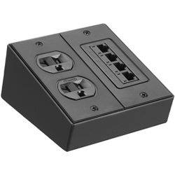 Hubbell Furniture Connectivity Box, Surface Mount, 2-Gang, Crinkle Black
