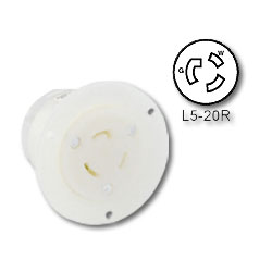 Leviton 20Amp 125V, NEMA L5-20P, Locking Flanged Outlet with Grounding