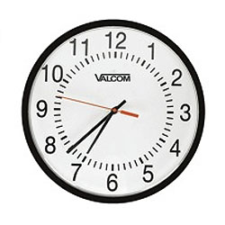 Valcom Round Wireless Analog Clock, Black, Surface Mount