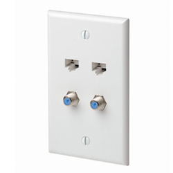 Leviton Quickplate with 2 Data Ports and 2 F-connectors