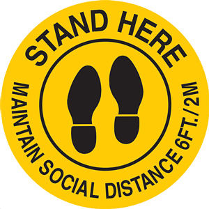 BRADY Maintain Social Distance 6ft - 2M Sign 17 in. Diameter