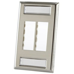Legrand - Ortronics TracJack™ 4-Port Single Gang Stainless Steel Faceplate