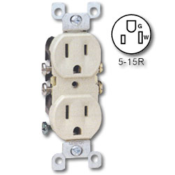 Leviton Duplex Receptacle, All Screws Backed Out, Contractor Pack