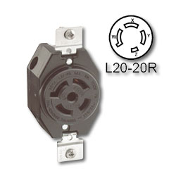 Leviton 20 Amp Flush Mount Locking Receptacle - Industrial Grade 347/600 Volt 3 Phase (Non-Grounding)