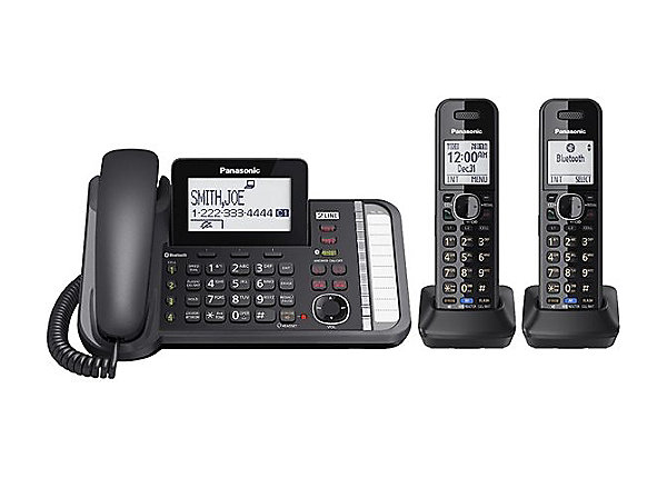 Panasonic 2 Line DECT 6.0 Expandable Digital Corded/Cordless Answering System with 2 Handsets