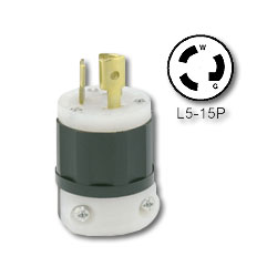 Leviton 15 Amp 125V Black and White Locking Plug - Industrial Grade (Grounding)