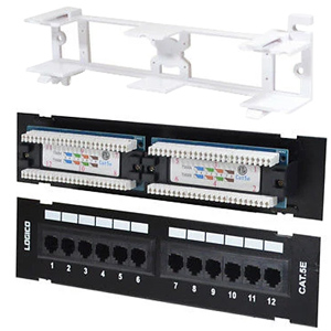 LOGiCO Cat5e 12 Port Patch Panel with Wall Mount Bracket