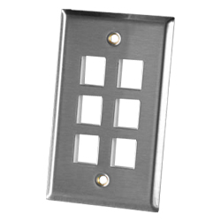 Legrand - Ortronics 6 Port Single Gang Stainless Steel Faceplate