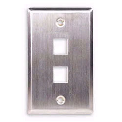 ICC Flush Mount Single Gang Stainless Steel Faceplate - 2 Port