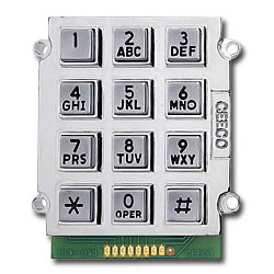 Ceeco Stud Mount Alphanumeric 2 of 7 Format Output Keypad