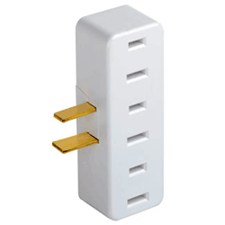 Leviton 15Amp 125V  Non-Grounding Right Angle 3 Round or Flat Plugs Plug-In Outlet Adapter