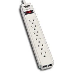 Tripp Lite 6 AC Outlet General Purpose Surge, Spike and Line Noise Suppressor with Modem/Fax Protection