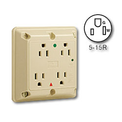 Leviton Hospital Grade/Isolated Ground Surge Protective Four-In-One 15A/125V Receptacle