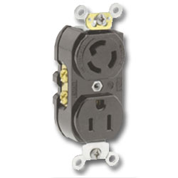 Leviton 15Amp Duplex Locking and Straight Blade Receptacle with Split Feed