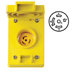 Leviton 20 Amp Wetguard Flush Mount Locking Receptacle with Cover - Industrial Grade 120/208 Volt 3 Phase (Grounding)