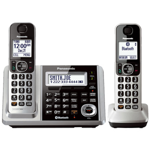 Panasonic Link2Cell Bluetooth Cordless Phone and Answering Machine with 2 Handsets