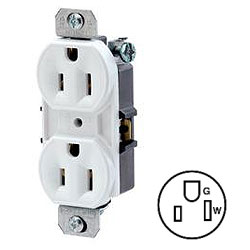 Leviton 8-Hole Quickwire Push-In Without Ears Duplex Receptacle 15Amp 125V Grounding