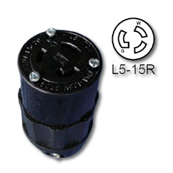 Leviton 15 Amp 125 Volt All Black Locking Connector - Industrial Grade (Grounding)