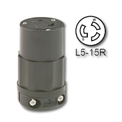 Leviton 15 Amp 125V Black Locking Connector - Industrial Grade (Grounding)