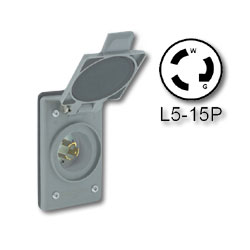 Leviton 15 Amp 125V Power Locking Blade Inlet Receptacle - Industrial Grade (Self Grounding)