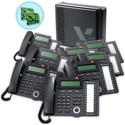 Vertical 6 x 16 System with 4 Port 8 Hour Voicemail and Expansion Board and (8) 24-Button Digital Phone Bundle