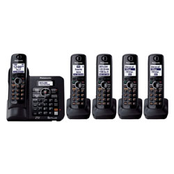 Panasonic DECT 6.0 PLUS Expandable Digital Cordless Answering System with 5 Handsets and Tone Equalizer