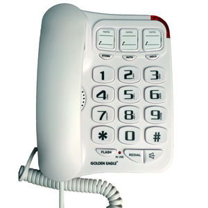 Golden Eagle Big Button Phone with Speakerphone (White)