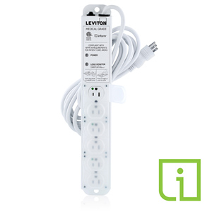 Leviton 15 Amp Medical Grade Power Strip with Load Monitoring Inform Technology, 6-Outlet, 15 Cord