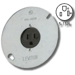 Leviton Side Wired 15Amp 125V Zinc Plated Steel Single Receptacle on 4