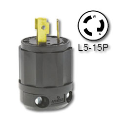 Leviton 15 Amp 125V Black Locking Plug - Industrial Grade (Grounding)