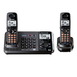Panasonic 2 Line DECT 6.0 Expandable Digital Cordless Answering System with 2 Handsets