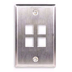 ICC Flush Mount Single Gang Stainless Steel Faceplate-4 Port