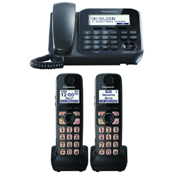 Panasonic Expandable Digital Cordless Answering System with 1 Corded and 2 Cordless Handsets