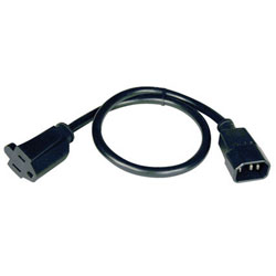 Tripp Lite 2 Foot Power Cord, IEC-320-C14 to NEMA 5-15R
