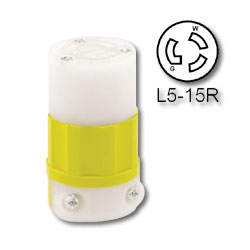 Leviton 15 Amp 125V Yellow Locking Connector - Industrial Grade (Grounding)