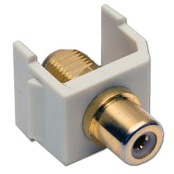 Hubbell Snap-Fit Coaxial RCA to F-Type Gold Pass-Through, Female/Female Module