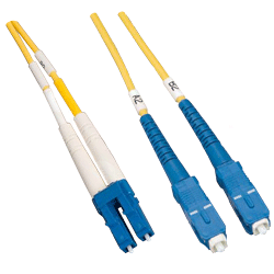 Allen Tel LC To SC Fiber Optic Patch Cord, Multimode Duplex Cable, Aqua